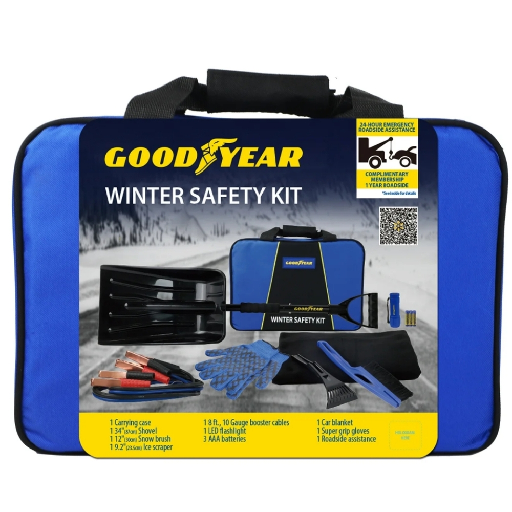 Goodyear Auto Car Truck Safety Kit- Jumper Cable Shovel Blanket Flashlight Glove